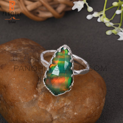 Aurora Opal Green 925 Sterling Silver Rings