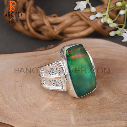 Aurora Opal Green Fancy 925 Sterling Silver Rings Gift