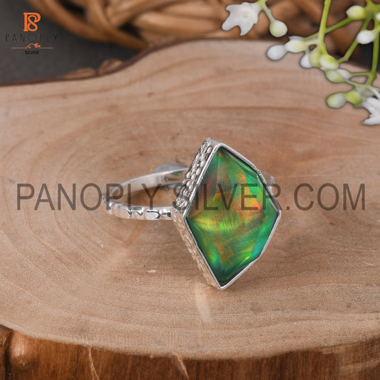 925 Sterling Silver Gems Jewelry For Girls Aurora Opal Green Ring