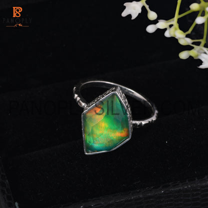 925 Sterling Silver Gems Jewelry For Girls Aurora Opal Green Ring