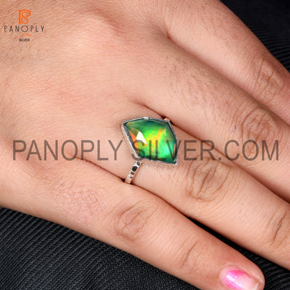 925 Sterling Silver Gems Jewelry For Girls Aurora Opal Green Ring