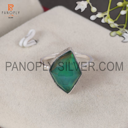 925 Sterling Silver Gems Jewelry For Girls Aurora Opal Green Ring