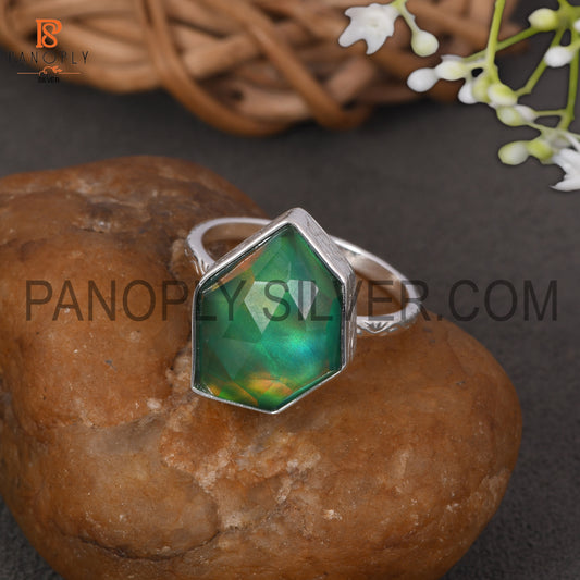 925 Sterling Silver Gems Jewelry For Women  Opal Green Ring