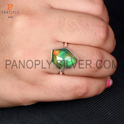 925 Sterling Silver Gems Jewelry For Women  Opal Green Ring