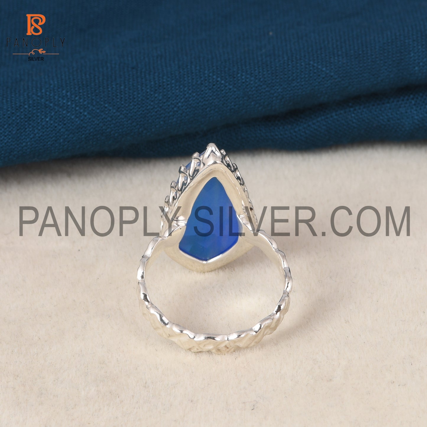 925 Silver Aurora Opal Blue Finger Ring For Girls