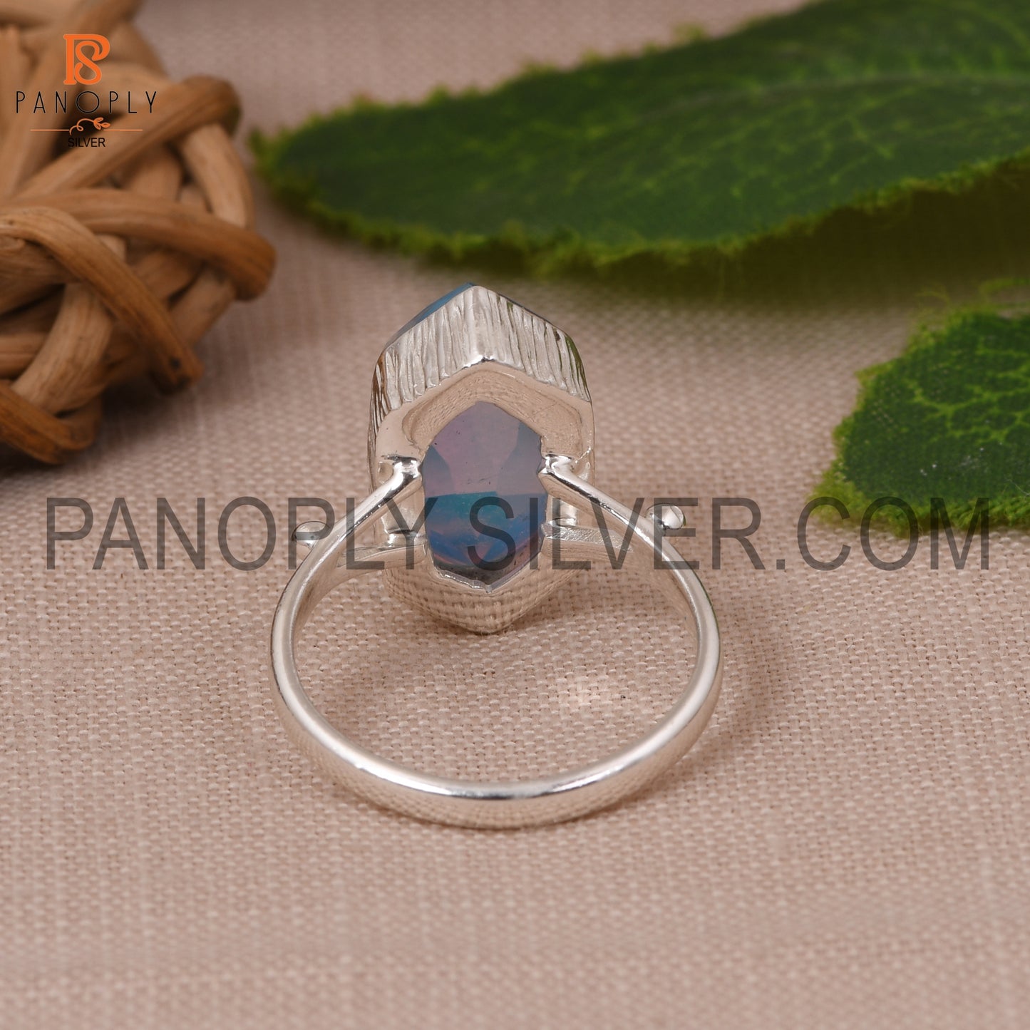 Aurora Opal Sky Stone Long Hexagon Engagement Ring