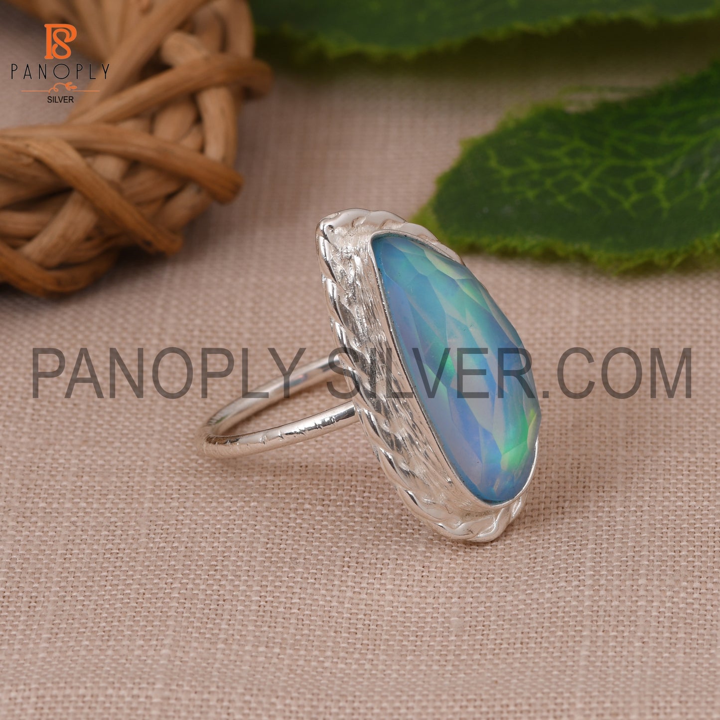 Unshaped Aurora Opal Sky Ring for Women