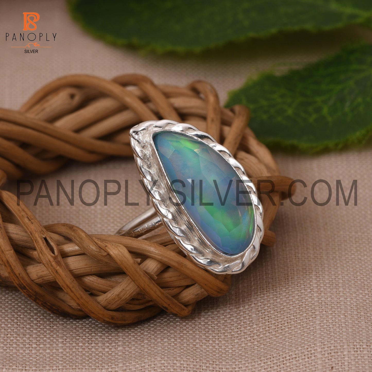 Unshaped Aurora Opal Sky Ring for Women