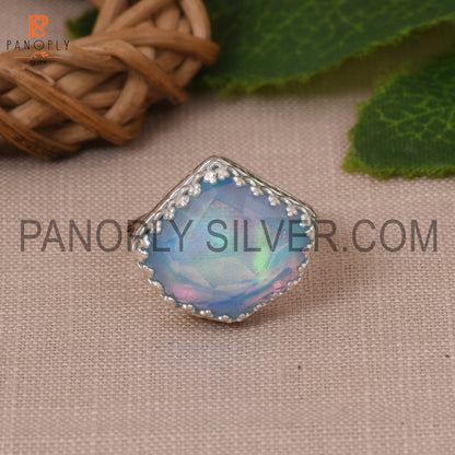 Rope Band Aurora Opal Sky Gemstone 925 Silver Ring