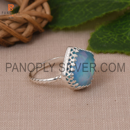 Rope Band Aurora Opal Sky Gemstone 925 Silver Ring