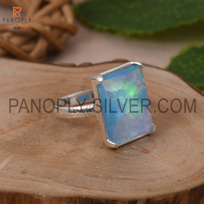 Beautiful Shining Stone Baguette  Shape 925 Silver Ring Gift for Mom