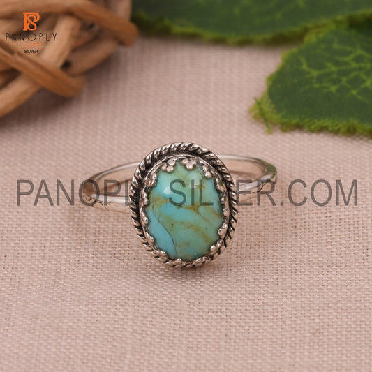 Kingman Turquoise Oval Shape Blue Oxidized Jewelry Ring