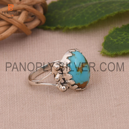 Turquoise Oval Shape Split Band Ring