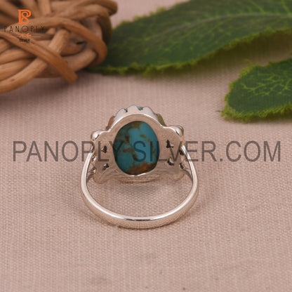 Turquoise Oval Shape Split Band Ring