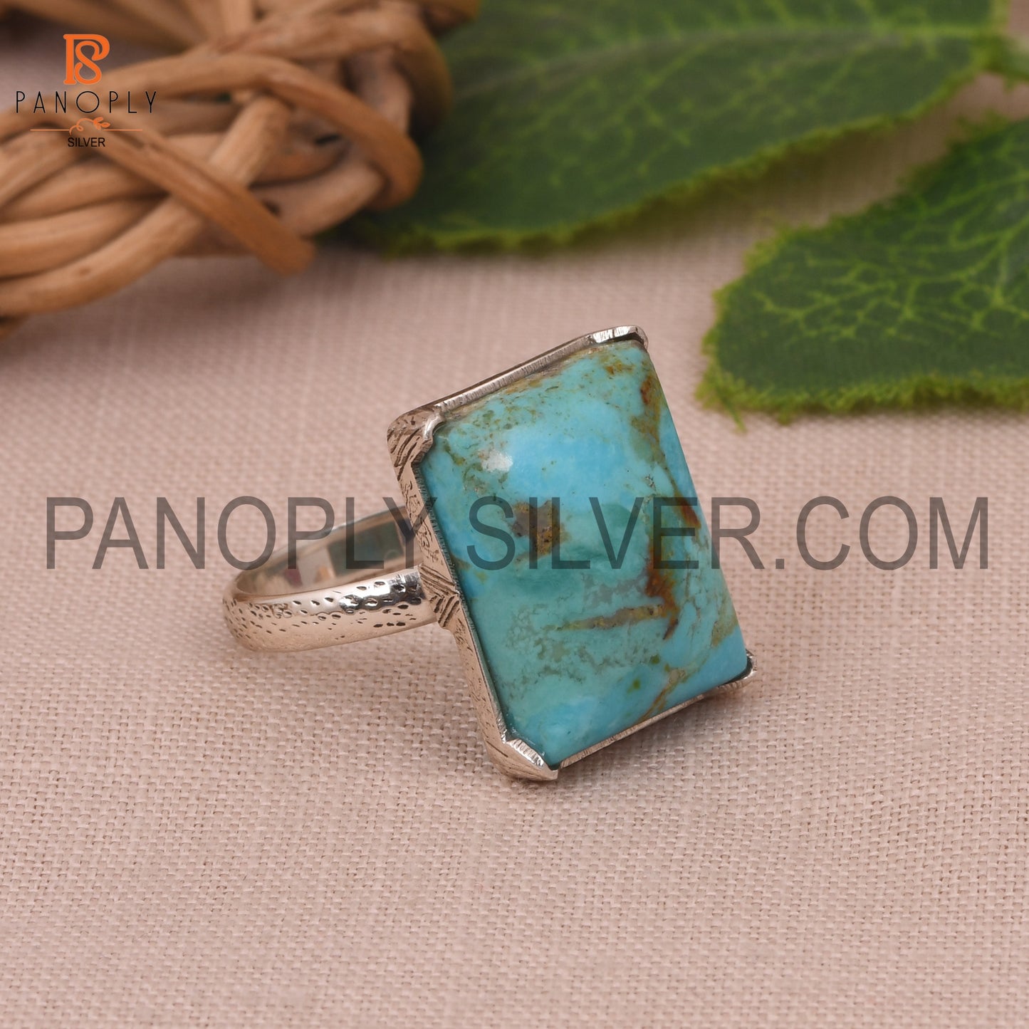 Turquoise Baguette Shape Kingman Stone Ring