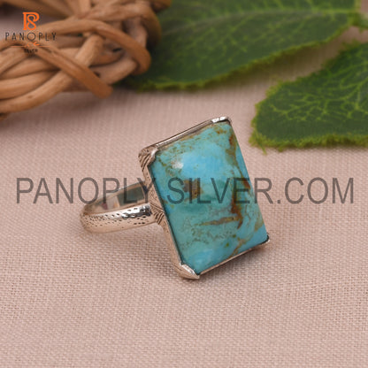 Turquoise Baguette Shape Kingman Stone Ring