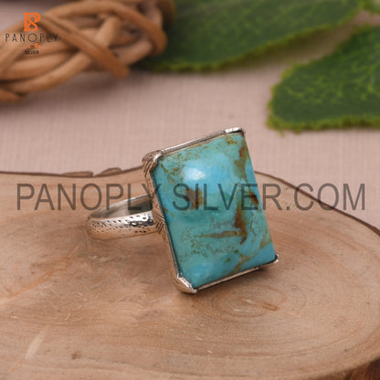 Turquoise Baguette Shape Kingman Stone Ring