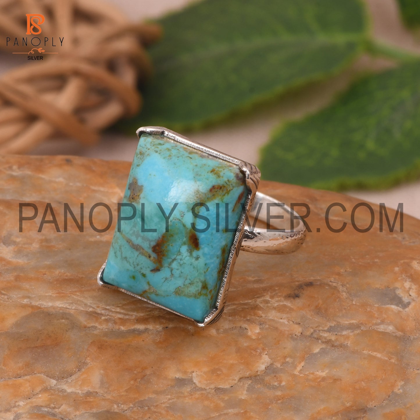 Turquoise Baguette Shape Kingman Stone Ring