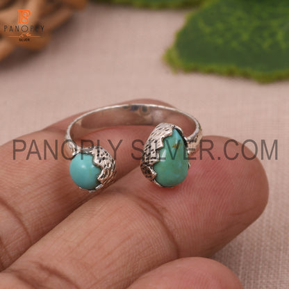 Kingman Turquoise Hammered Band Openable Ring