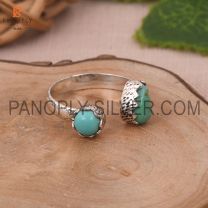 Kingman Turquoise Hammered Band Openable Ring