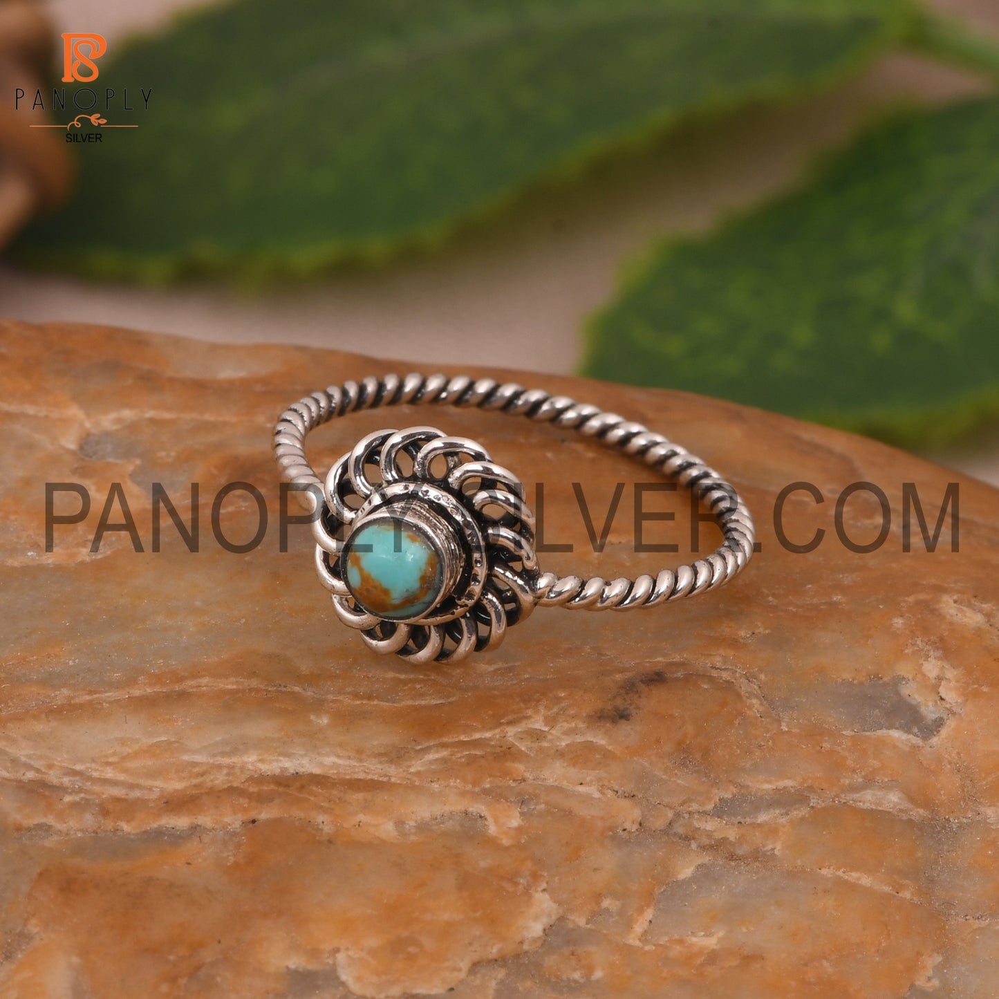Rope Turquoise Stone Marquise Shape Mother's Day Gift Ring