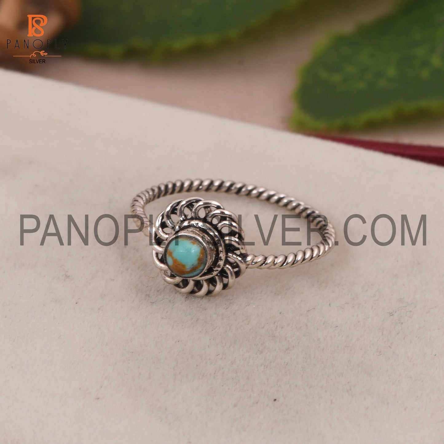 Rope Turquoise Stone Marquise Shape Mother's Day Gift Ring