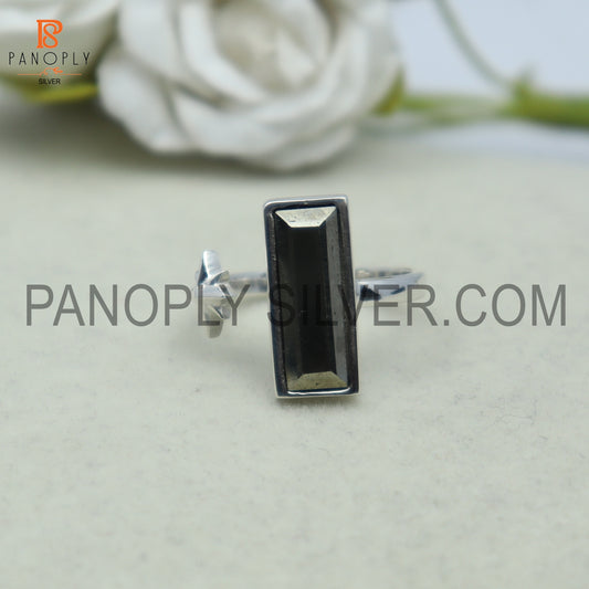 Pyrite 925 Silver Flower Adjustable Rings