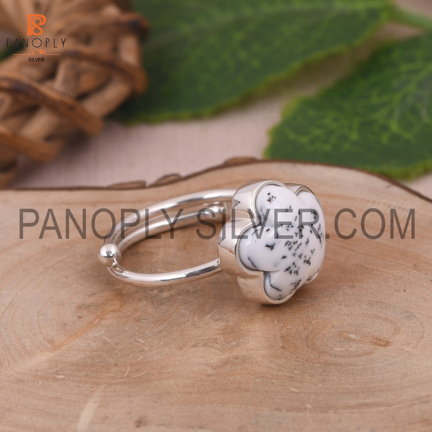 Dendrite Sun Flower Adjustable Ring