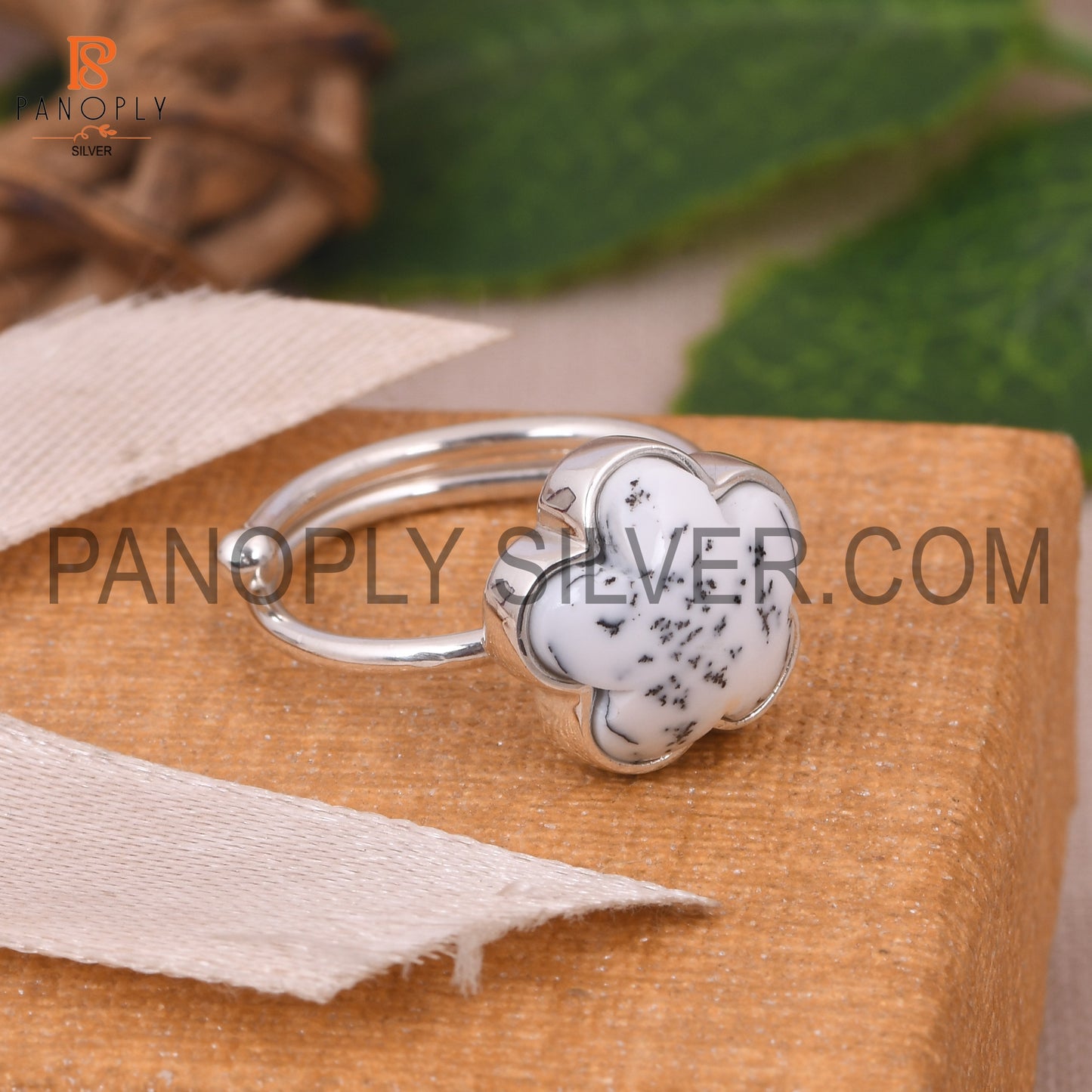 Dendrite Sun Flower Adjustable Ring