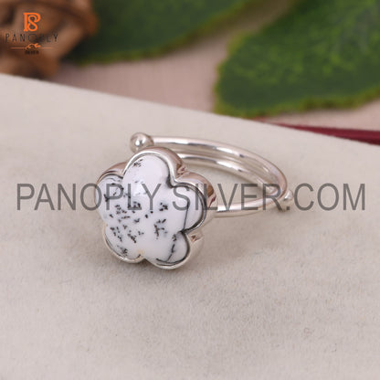 Dendrite Sun Flower Adjustable Ring