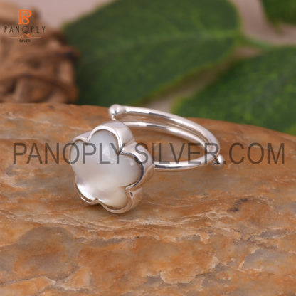 Mother Of Pearl Sun Flower Adjustable Ring Gift For Mother