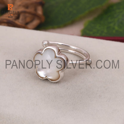 Mother Of Pearl Sun Flower Adjustable Ring Gift For Mother