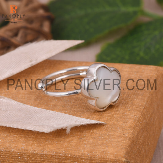 Mother Of Pearl Sun Flower Adjustable Ring Gift For Mother