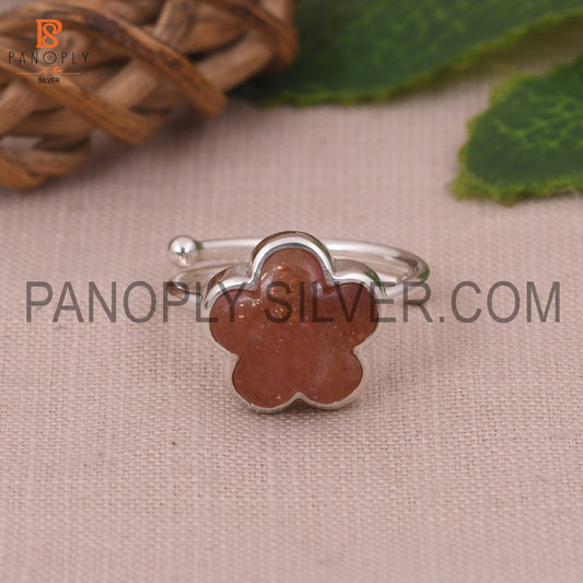 Sun Stone Flower Adjustable Ring Gift For Mother