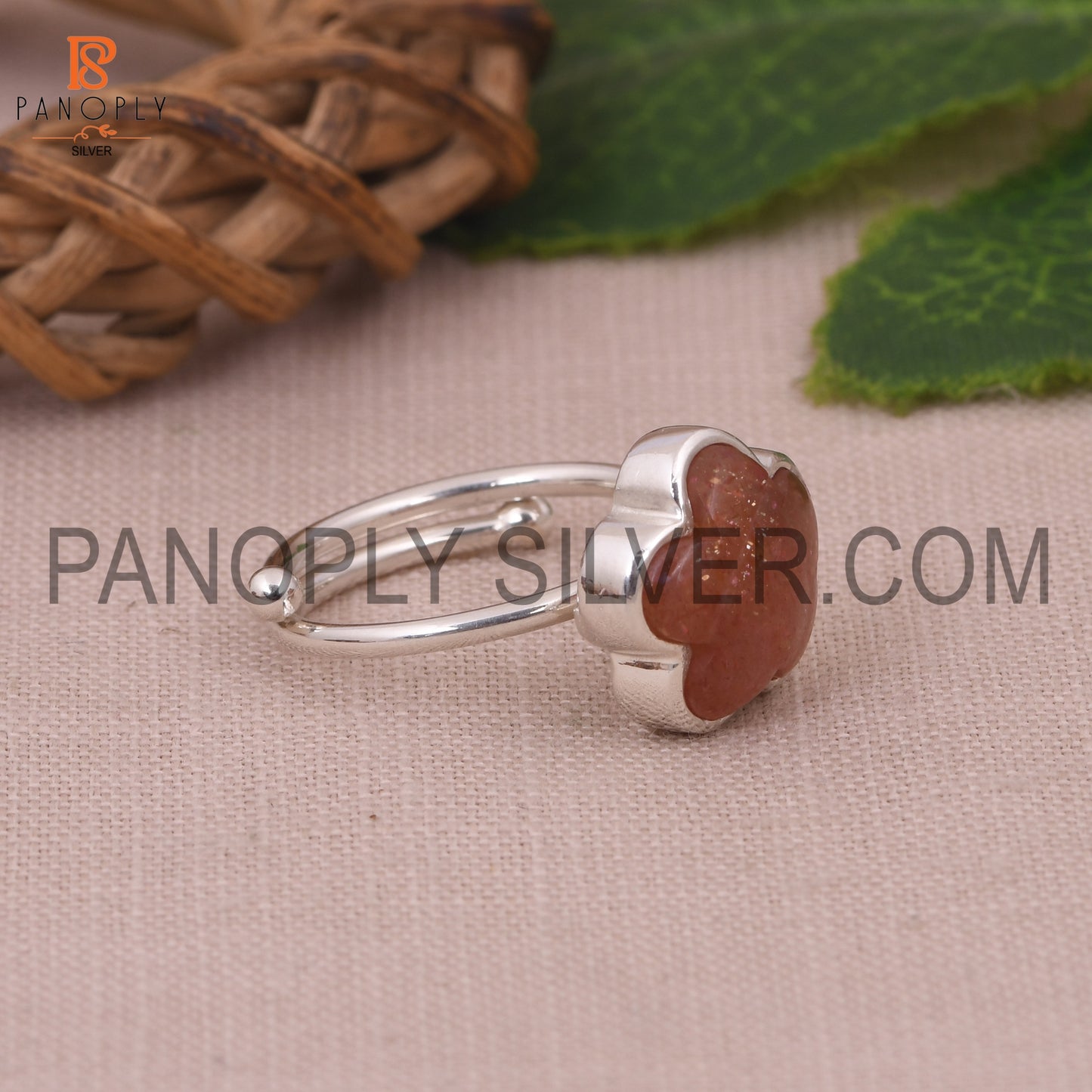 Sun Stone Flower Adjustable Ring Gift For Mother