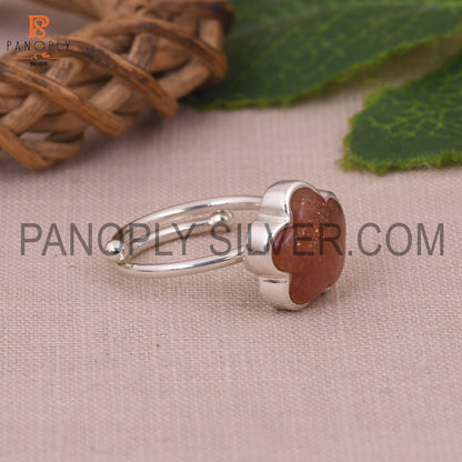 Sun Stone Flower Adjustable Ring Gift For Mother
