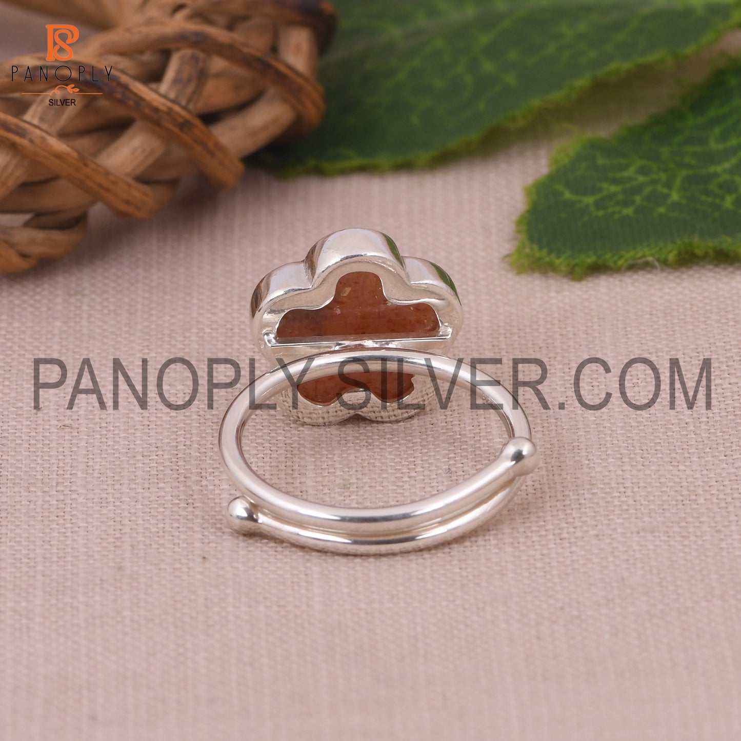 Sun Stone Flower Adjustable Ring Gift For Mother