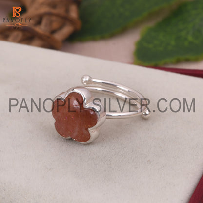 Sun Stone Flower Adjustable Ring Gift For Mother