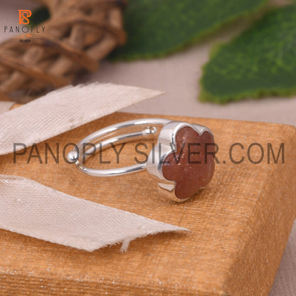Sun Stone Flower Adjustable Ring Gift For Mother