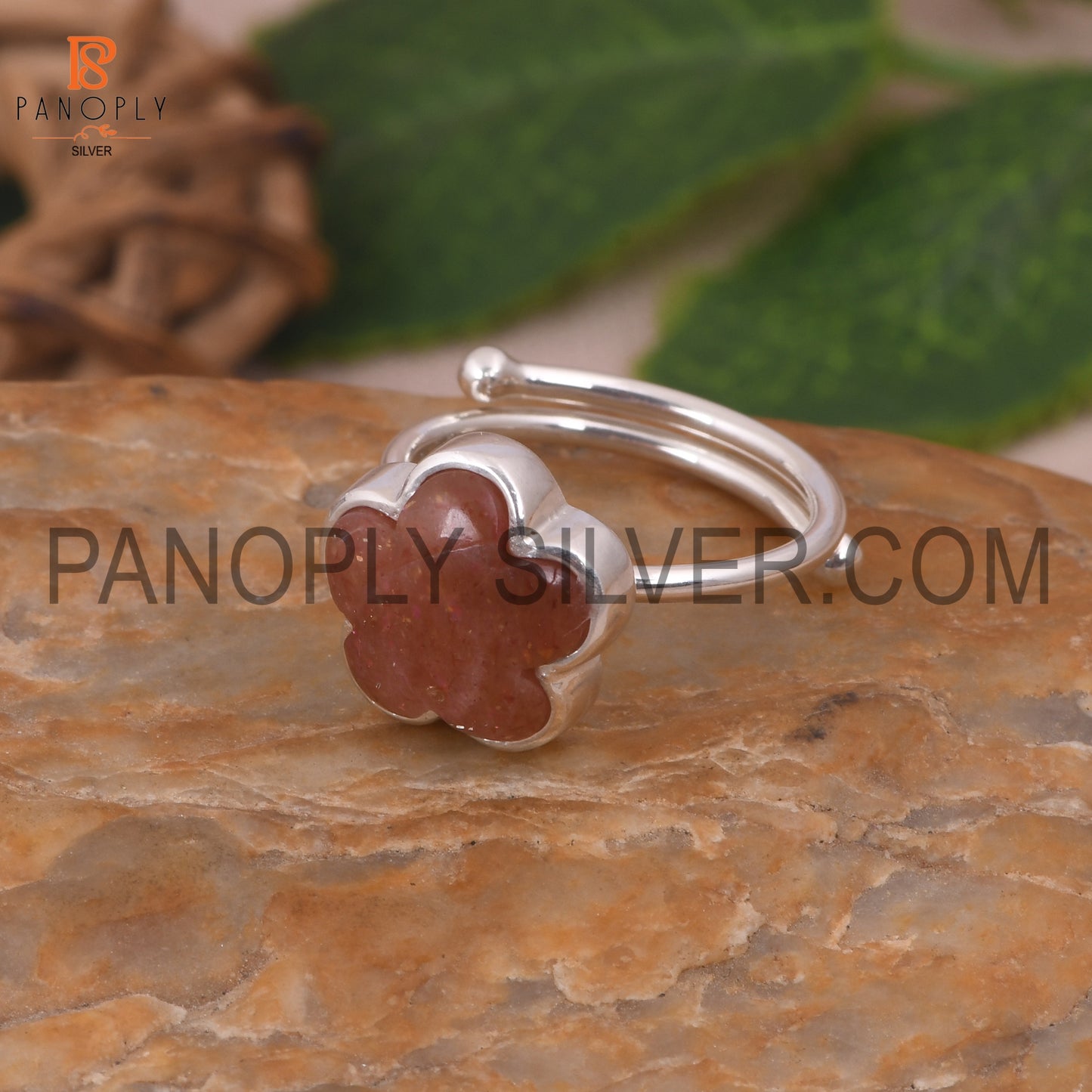 Sun Stone Flower Adjustable Ring Gift For Mother