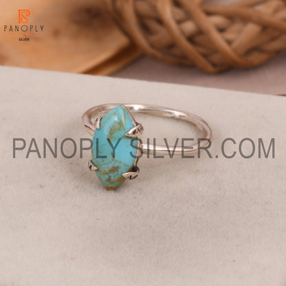 Genuine Gemstone Marquise Shape Rope Band Turquoise Ring