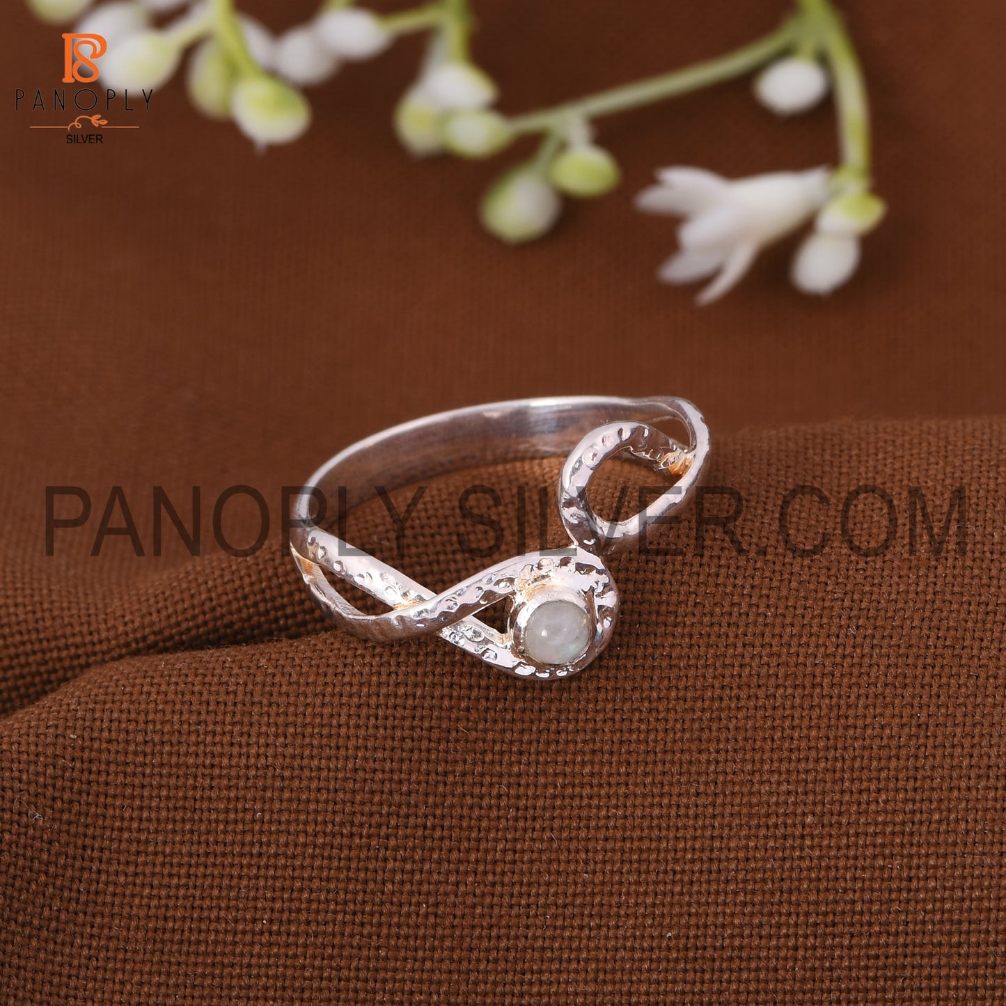 Natural Gemstone 925 Sterling Silver infinity By Pass Rings