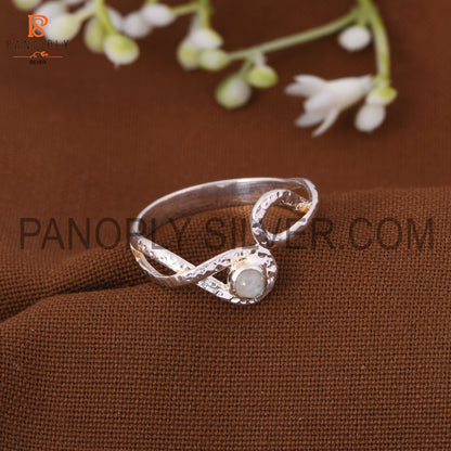Natural Gemstone 925 Sterling Silver infinity By Pass Rings