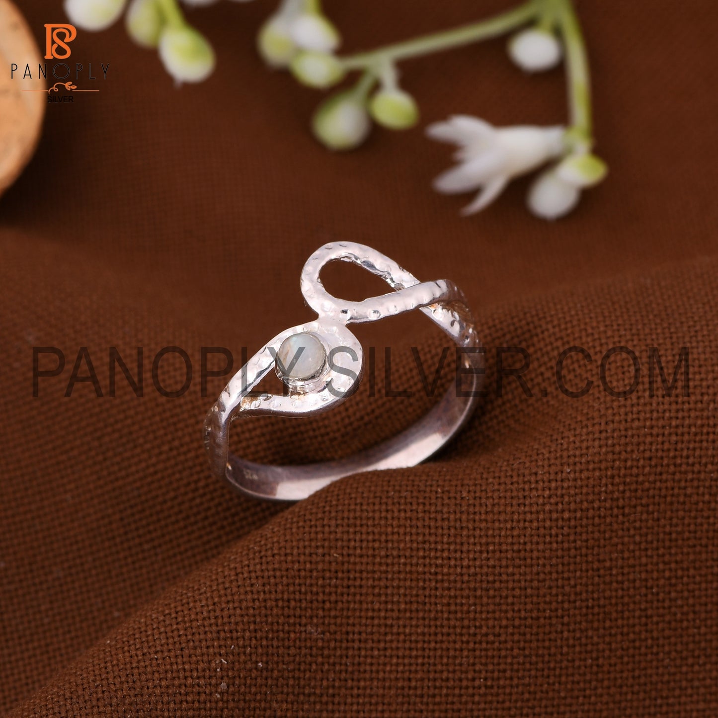 Natural Gemstone 925 Sterling Silver infinity By Pass Rings
