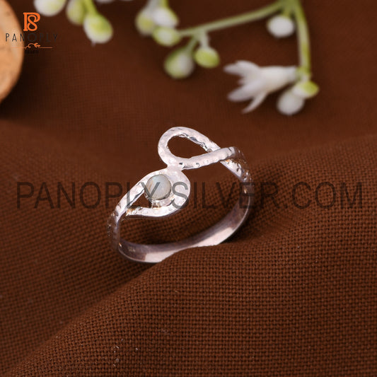 Natural Gemstone 925 Sterling Silver infinity By Pass Rings