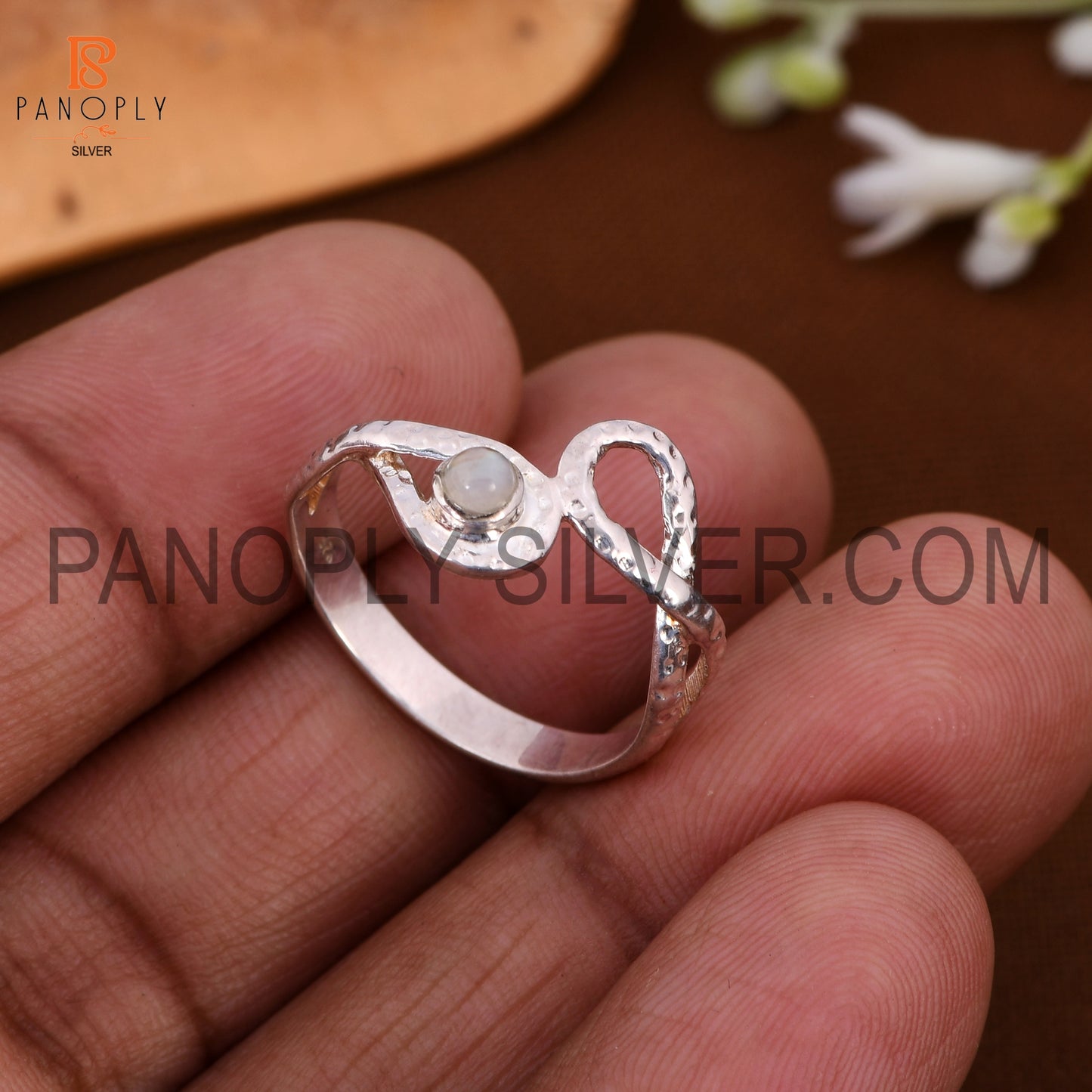 Natural Gemstone 925 Sterling Silver infinity By Pass Rings