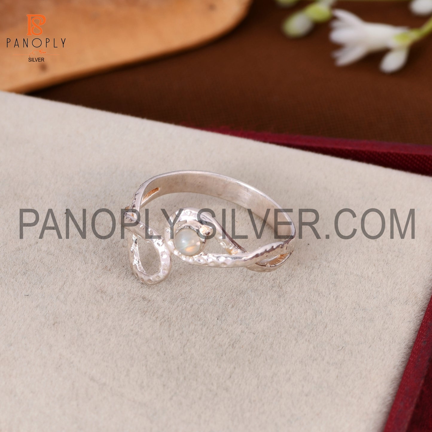 Natural Gemstone 925 Sterling Silver infinity By Pass Rings