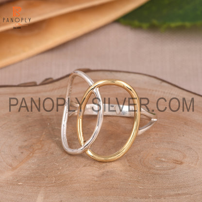 Double Oval Designer Ring, Two Tone Ring, Statement Ring