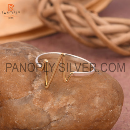 Heart Line Two Tone Rings For Girls
