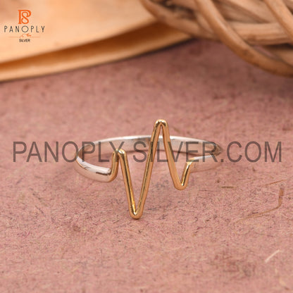 Heart Line Two Tone Rings For Girls